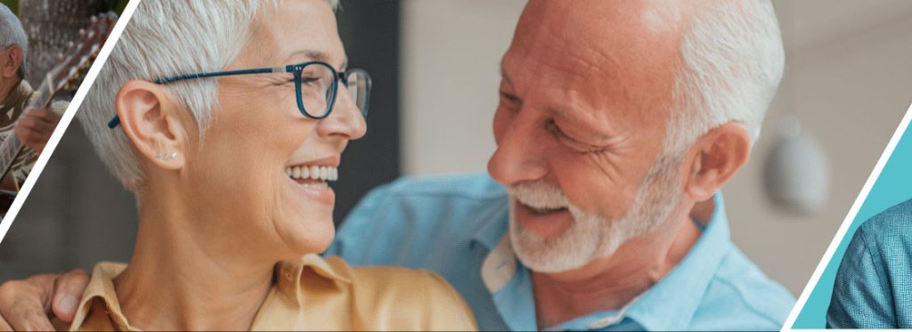 Smiling older couple looking at each other