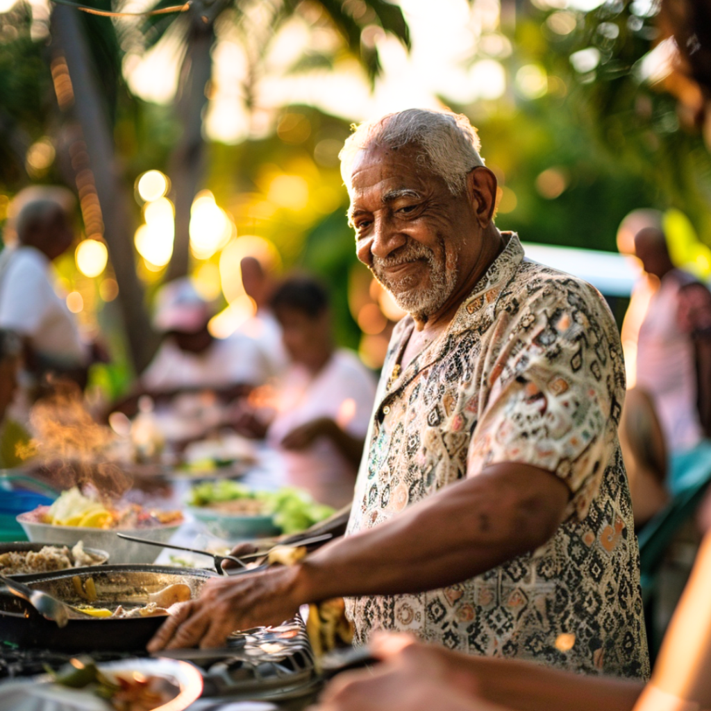 Older man eating