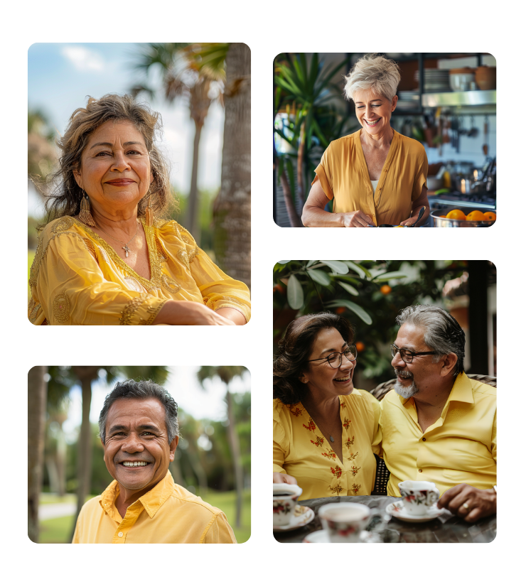 Collage of people 65 and up smiling and enjoying life